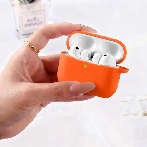 Vista 9 de Lerobo Funda protectora completa de silicona suave para AirPods Pro 3 Naranja