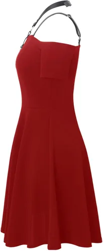 Vista 4 de Vestido de mujer con tirantes sin mangas, con hombros descubiertos, vestido punk, vestido gótico de Halloween, estilo renacentista, vestido elegante