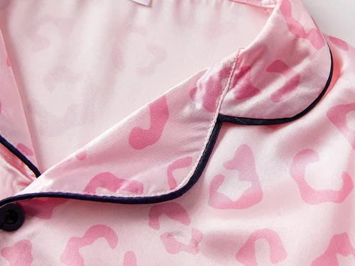 Vista 3 de Topgal Pijama de satén para niñas, estilo abrigo de unicornio y gato, conjunto de pijama sedoso con botones, talla 6-16