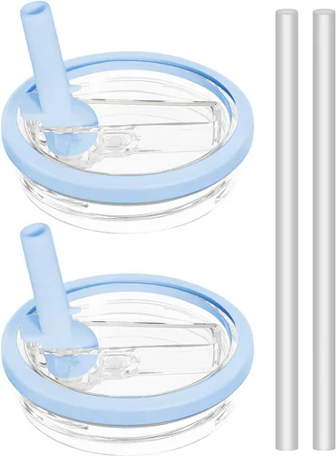 Vista 9 de Tapa de repuesto con popote abatible compatible con vaso Stanley de 40 onzas, paquete de 2 (negro, 40 onzas)