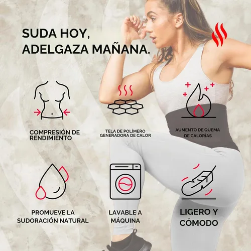 Vista 3 de Sweat Shaper – Cinturón de sauna para reducción de cintura para mujer, entrenador de cintura sin neopreno Negro