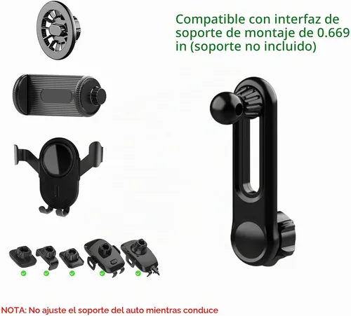 Vista 5 de Brazo de extensión de rótula de 0.669 in/0.67 pulgadas para soportes de teléfono de automóvil, longitud ajustable de 2.04 pulgadas (2.047 in)