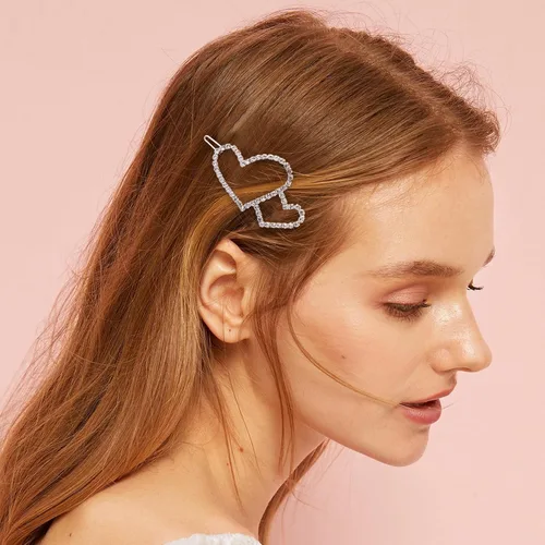 Vista 3 de HINZIC 5 pinzas para el cabello con forma de corazón hueco, estilo bohemio, con cristales brillantes, para San Valentín, accesorios para tocado