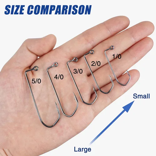 Vista 5 de Ganchos de plantilla Aberdeen de 90 grados, 110 piezas de mango largo forjados Duratin Jig Hooks Heavy Wire Jig Ganchos de pesca de acero de alto