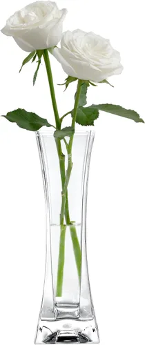 Vista 6 de KLIFA - Pequeño jarrón redondo de acrílico, inastillable, de alta transparencia, florero de plástico de un solo vástago, transparente, alto 7.52