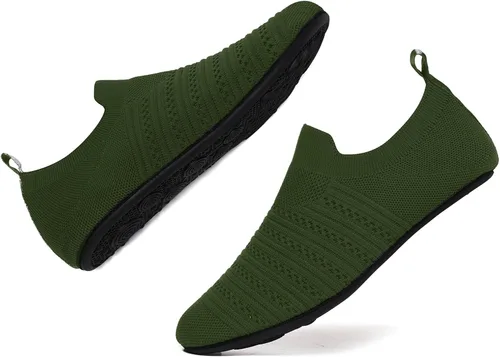 Vista 4 de QZKDM - Pantuflas ligeras antideslizantes para casa, para ponerse sin ayuda, para caminar descalzo, para ejercicio en casa y yoga, para hombres