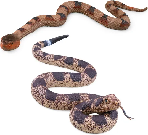 Vista 8 de SIENON Paquete de 2 juguetes realistas de serpientes falsas, figura de serpiente de goma suave para jardín, ahuyenta pájaros y ardillas, figuras