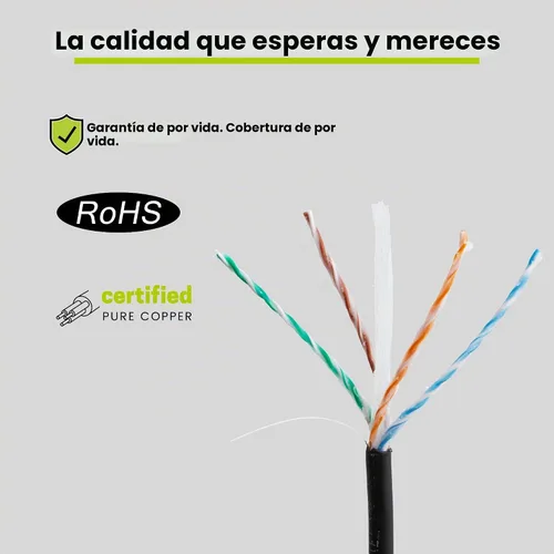 Vista 5 de TRUE CABLE Ethernet Cat6 Direct Burial a granel, relleno de gel, sin blindaje, 500 pies, negro, chaqueta OSP para exteriores, impermeable