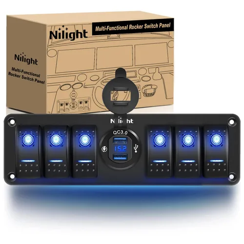 Vista 13 de Nilight - Caja de interruptor basculante (4 cuadrillas, 12 V, SPST, encendido), color naranja Toggle Switches PD Type C and QC 3.0 USB Sockcet