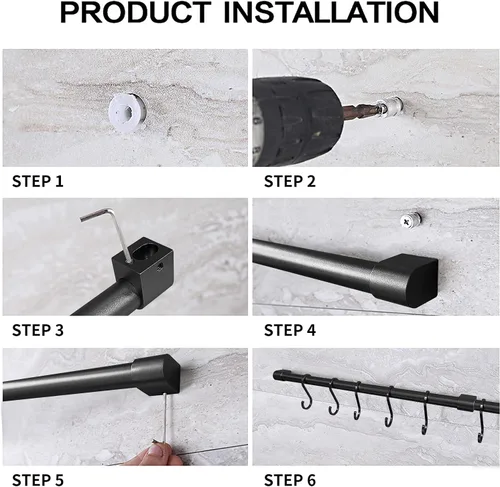 Vista 5 de KAIYING Estante para utensilios de cocina con ganchos extraíbles en S para colgar ollas y sartenes, ganchos para barra para tazas, organizador