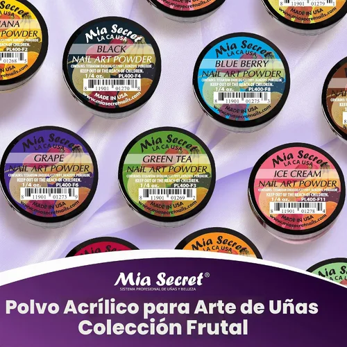 Vista 5 de Mia Secret - Polvo acrílico para uñas (12 unidades), colección frutal