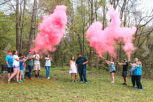Vista 3 de Aventure Awaits! - Cañón de colores para revelación del sexo bebés y otras fiestas, paquete de 6 unidades, rellenos de aire, también para festivales