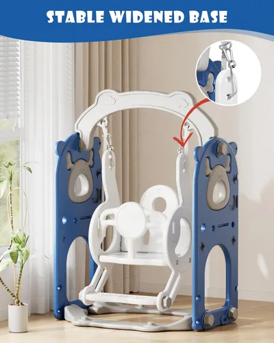 Vista 6 de XJD - Juego de tobogán y columpio 13 en 1 para niños pequeños, tobogán para niños de 1 año en adelante, juego de exterior para niños pequeños