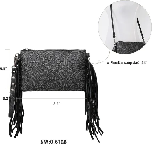 Vista 7 de Montana West Bolso cruzado estilo Western para mujer, bolso de mano de pulsera