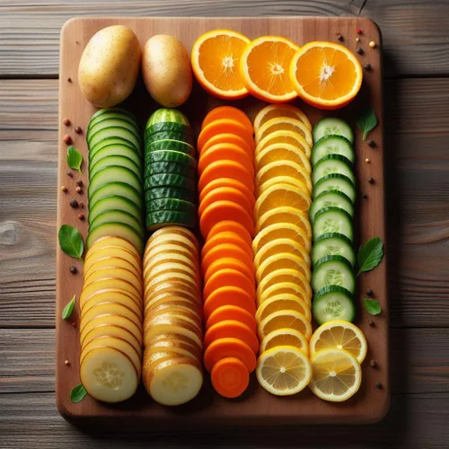 Vista 7 de ONCE FOR ALL Cortadora de mandolina segura para cocina, rebanadora de verduras profesional para rebanadas de patata de alimentos, grosor ajustable
