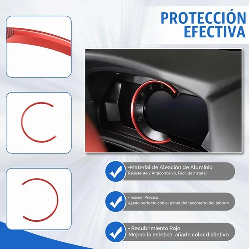 Vista 5 de Anillo de ajuste para salpicadero compatible con Toyota Supra GR A90 A91 MK5 2019-2025, anillo de decoración para tacómetro interior de coche Rojo