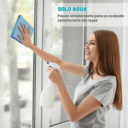 Vista 4 de Paño de limpieza de ventanas Longmann, paño para vidrios, paño de limpieza, sin rayas ni manchas (Azul, paquete de 2)