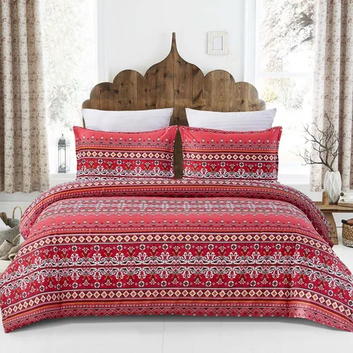 Vista 9 de Vaulia Funda de edredón de microfibra tamaño King, 3 piezas de ropa de cama con patrón geométrico de rayas beige para todas las estaciones con 1