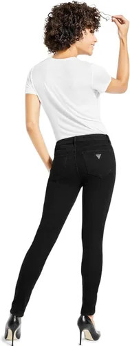 Vista 4 de GUESS Jeans ajustados elásticos de tiro medio para mujer, Negro (Overdye Black)