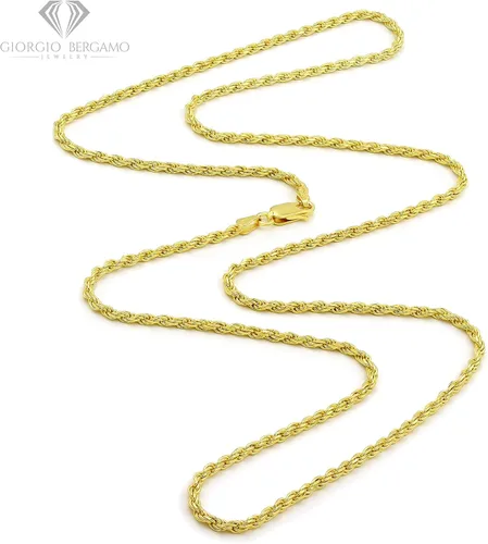 Vista 2 de Giorgio Bergamo Cadena de plata de ley 925 italiana de 0.039in a 0.217in, cadena de corte de diamante, chapado en oro amarillo o pulsera, Metal,