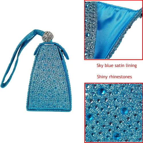 Vista 2 de Bolso de noche único con diamantes de imitación para mujer, bolso de mano triangular