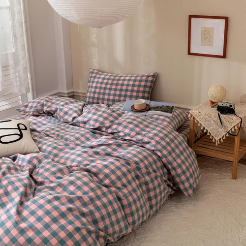 Vista 352 de mixinni Juego de funda de edredón vintage a rayas, tamaño twin, juego de ropa de cama de 3 piezas, 100% algodón lavado, suave y transpirable, funda