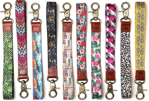Vista 3 de Lindo llavero de muñeca con cordón de pulsera de cuero para mujer