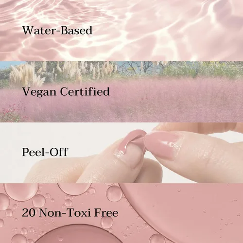 Vista 3 de Juego de esmaltes de uñas Dusty Rose con brillo dorado, juego de 3 piezas veganas a base de agua con capa superior brillante, uñas neutras rosa