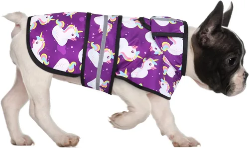 Vista 8 de HDE - Impermeable protector con capucha para perros y cachorros, tallas de la S a la XL (diseño de patos de goma, talla S)