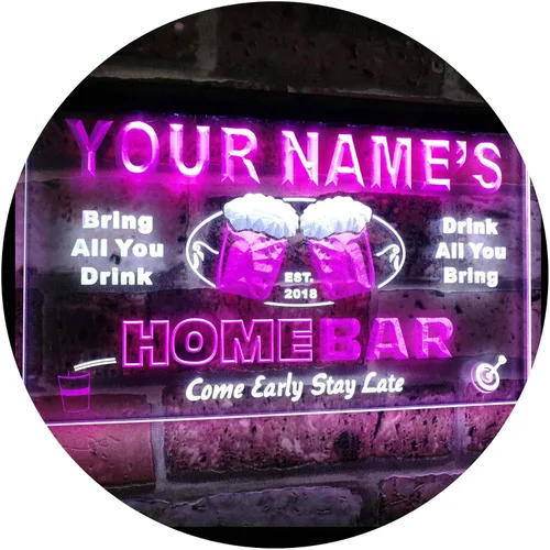 Vista 9 de Letrero luminoso Custom Home Bar Beer de neón; personalizado con nombre Blanco