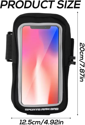 Vista 2 de Soporte de teléfono para correr, soporte de teléfono negro con agarre de mano para correr, pulsera Frearm Band para iPhone Pro Max Plus