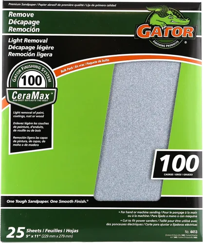 Vista 11 de Gator CeraMax - Hojas de lijado de cerámica de 9 x 11 pulgadas, grano 80, paquete de 25