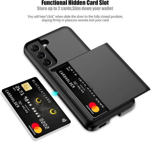 Vista 2 de Nvollnoe Funda para Samsung S22 con tarjetero 5G de 6.1 pulgadas, delgada, de doble capa, resistente, protector para Galaxy S22, funda con ranura