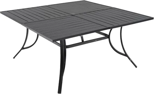 Vista 11 de Anmutig Mesa de patio pequeña cuadrada de 27.5 pulgadas con resistente a la intemperie para comedor al aire libre, color negro