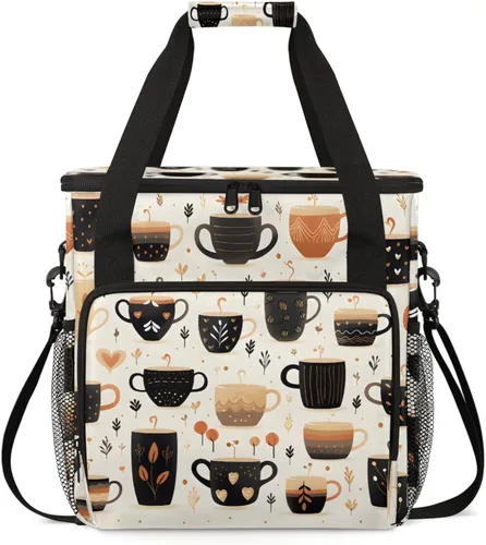 Vista 11 de Bolsa de viaje para cafetera con forma de donut para Keurig K-Mini/K-Mini Plus con aislamiento impermeable con bolsillos para K-Cup portátil de una