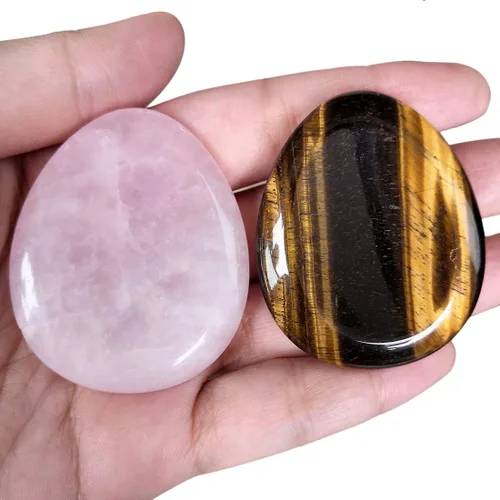 Vista 20 de Piedra calmante para el pulgar, en forma de gota, para relajar el estrés y curación con cristal Reiki, cabe en la palma de la mano