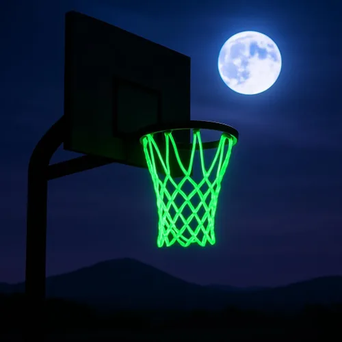 Vista 7 de Aro de basketball de alta resistencia con red para exteriores que brilla en la oscuridad MCNICK
