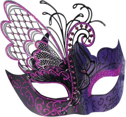 Vista 6 de Antifaz con diseño de mariposa veneciana misteriosa para fiesta de Halloween