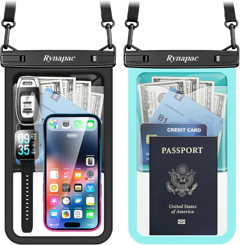 Vista 18 de Rynapac Bolsa impermeable para teléfono - Bolsa impermeable para teléfono de 8.5 pulgadas con cordón, bolsa seca para teléfono IPX8, artículos