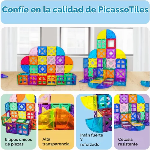Vista 8 de PicassoTiles Juego de bloques de construcción magnéticos de cuarto redondo y ventana, juguete educativo de construcción con imán, kit de ingeniería