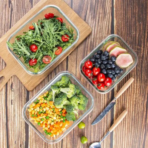 Vista 7 de Paquete de 10 recipientes de vidrio para almacenamiento de alimentos con tapas, recipientes reutilizables para preparación de comidas para el Azul