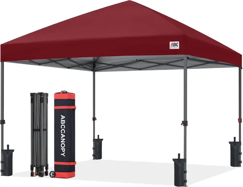 Vista 45 de ABCCANOPY Toldo desplegable – Tienda de campaña portátil para patio al aire libre resistente para patio trasero y terraza con 4 bolsas de arena Beige