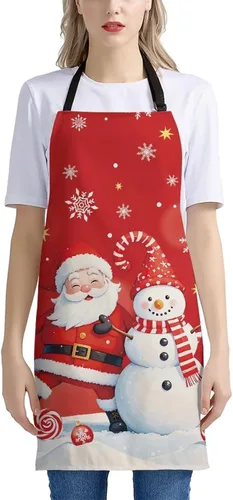 Vista 85 de Dreaweet Delantal de cocina unisex con cuello ajustable de Navidad