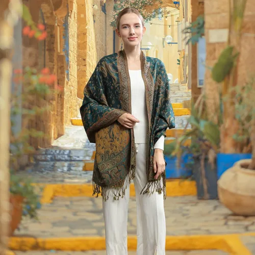 Vista 6 de MAOZAN Soft Silky Paisley Pashmina Scarf Reversible Wrap Shawl Tassel