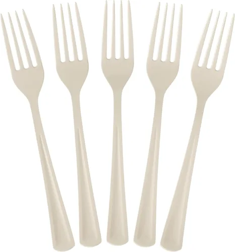 Vista 23 de Party Solids Tenedores de plástico negro, 100 piezas, tenedores negros, utensilios desechables, juego de cubiertos de plástico resistente