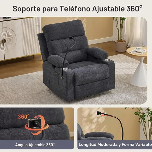 Vista 6 de Reclinador eléctrico para guardería, deslizador giratorio Gris
