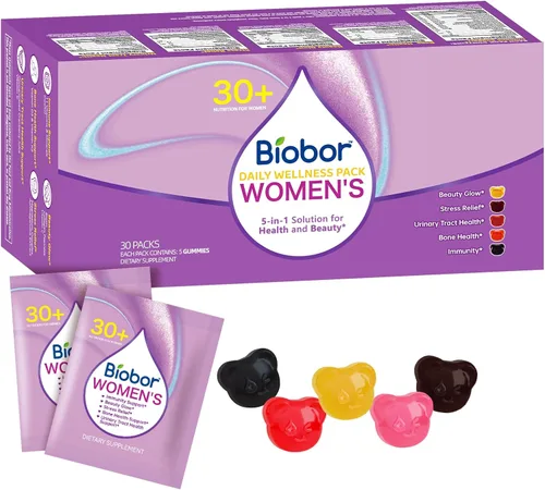 Vista 8 de Paquete de gomitas multivitamínicas diarias para mujeres, suministro para 14 días con biotina y colágeno, magnesio + Ashwagandha, arándano