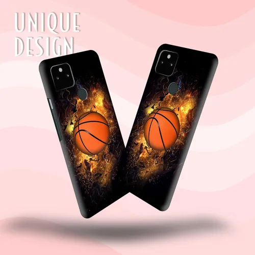 Vista 4 de GlamCase for Google Pixel 5a 5G, Pixel 5a Case - Basketball On Fire Printed Cute Slim Fit Hard Plastic Protective Designer Back Phone Case/Cover for