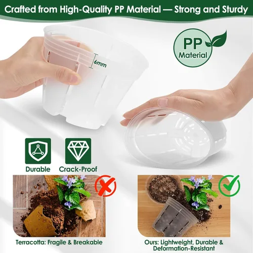 Vista 2 de Paquete de 6 macetas de plástico para orquídeas con agujeros 6 paquete