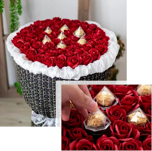 Vista 3 de Soporte de caja de chocolate transparente, 80 Uds., soporte de plástico para ramo de bolas de chocolate, soporte de embalaje de flores para fiesta